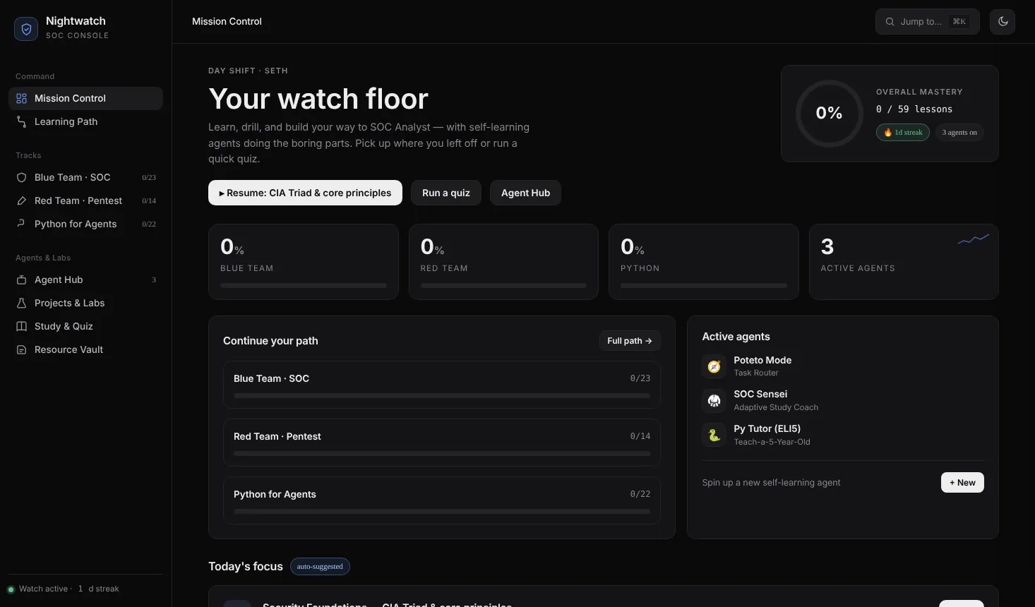 Nightwatch SOC learning console